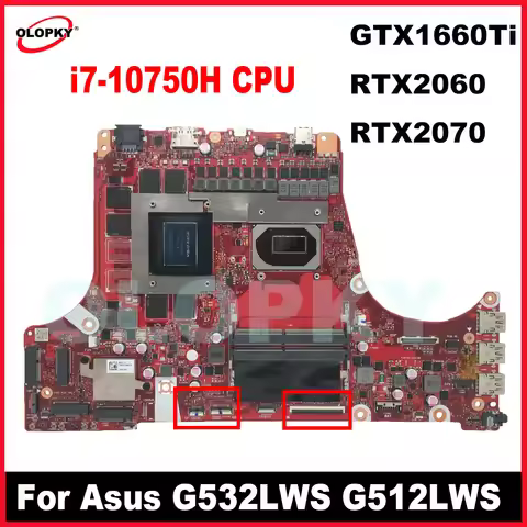 G532LWS with GTX1660Ti RTX2060/2070 GPU for ASUS G732LWS G512LWS G712LWS laptop motherboard G512LV G