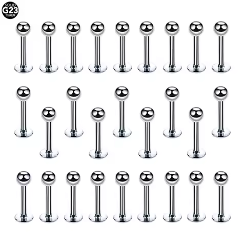 50Pcs Wholesale Implant Grade Titanium Labret Piercing Externally Threaded Lip Stud Earring 4/6/8/10