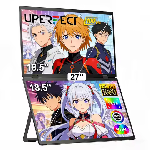 UPERFECT Delta 18.5" 100Hz Dual Portable Monitor Screen Extend 1080P HDR 360° Folding Stacked Triple