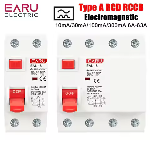 2P 4P 10/30/100/300mA Type A RCCB RCD ELCB Electromagnetic Residual Current Circuit Breaker Differen