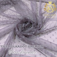 1/2 Meter Kain Tile / Tulle/ Tilla Polkadot Motif Bintik Premium Warna TARO LAVENDER Bahan Gamis Ana