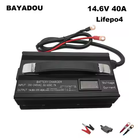 12V 40A LiFePO4 Fast Charger 4S 14.6V LFP Iron Phosphate Energy Storage RV Solar 100AH 200AH 300AH 4