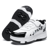 รองเท้าสเก็ตบอร์ดเด็กเดิน Rolling Dual-ใช้สบายสวมใส่ Roller Skates กลางแจ้ง Roller Skating รองเท้าผ้