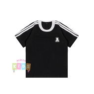 ALECCA KIDS - PREMIUM SPORTY BLACK STRIPED LETTERS CHILDREN'S T-SHIRT 1-8 YEARS