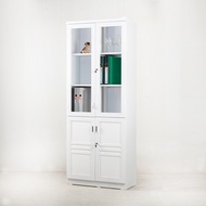 ส่งฟรี!! ชั้นวางของ วางหนังสือ เอกสาร มีบานกระจกเปิดปิด และกุญแจล๊อค รุ่น F752 (80x38x203 ซม.)