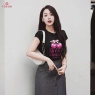 Ap202 Toson cherry printed shoulder cotton shirt