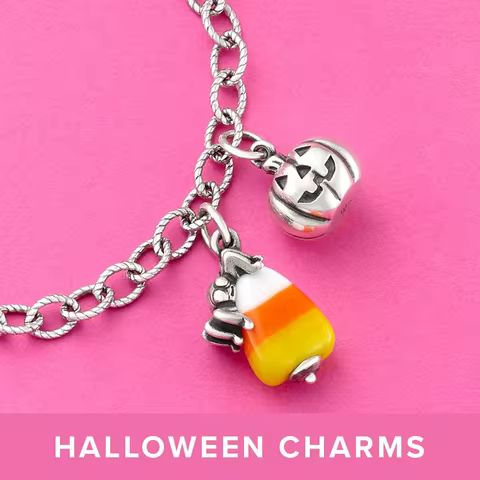 S925 sterling silver James Avery Halloween silver jewelry pumpkin clock spider candy corn pendant DI