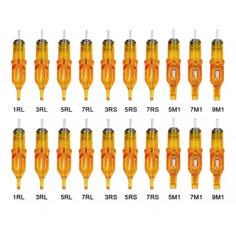5pcs Yellow Dragonfly Tattoo Cartridge Needle 1 3 5 7 9 11 13 14 15 RL RM RS M1 For Tattoo Machine P