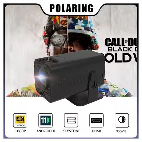 Polaring P50 Android Projector Amlogic 950S Chip 5G Wifi BT 350Ansi Cinema Home Keystone HDMI Proyec
