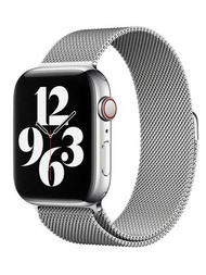 1入組蘋果手錶錶帶時尚銀色米蘭尼斯環蘋果錶帶，適用於蘋果手錶第9系列磁性金屬錶帶適用於蘋果手錶SE 40mm 41mm 38mm 42mm 44mm 45mm 49mm手帶適用於蘋果手錶第9 8 SE 7 6 5 4 3，智能手錶錶帶適用於蘋果手錶手鐲手錶帶配件