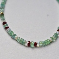 純手工製作進口14K包金祖母綠寶紅寶寶石手鏈