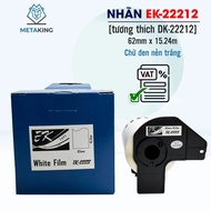 Printed label EK-22212 size 62mm x 15.24m/ Black text on white background / Compatible with Brother 