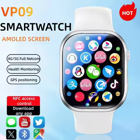 New VP09 Smartwatch 4G 5G Dual SIM Android OS GPS Navigation WIFI Connection 8MP Rotating Camera Goo