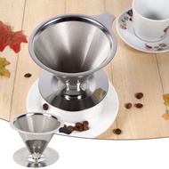 Stainless Steel Pour Over Coffee Dripper Double Layer Mesh Filter Cup Stand Home Office Use Coffee Dripper Stainless Mesh Filter Cup