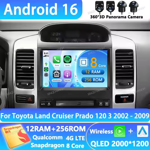 Android 16 Car Radio For Toyota Land Cruiser Prado 120 3 III For Lexus GX470 GX 470 J120 2002 - 2009