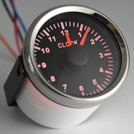 0-12 Hours HourMeters 2" 52mm Clock Gauges with Red Backlight Instrument Show Clock Meters for Car B