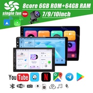 Android 15 Screen Car single fan 6GB+64GB Player Radio CARPLAY GPS Wifi Yotube Google DSP 7/9/10 Inc