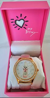 Betsey Johnson 限量版玫瑰金閃石手錶