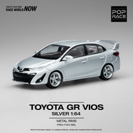 1/64 Pop Race Toyota Vios GR Silver Diecast Scale Model Toy Car