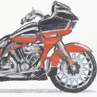 哈雷戴維森繪畫原創摩托車公路滑翔 CVO 牆壁藝術摩托車