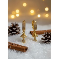 Gold Plated Zirconia Jhumka Drop Huggie Earrings Sparkling Ethnic Statement Ear Jewelry for Women