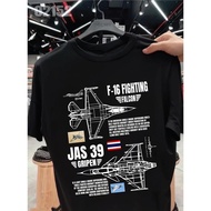 F-16 & JAS 39 Fighter Jet T-shirt Military Style Cotton 1