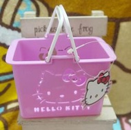 日版﹝Sanrio﹞限定※Hello Kitty凱蒂貓※日本製【Kitty大臉造型-粉紅色】塑膠小提籃/筆筒/收納盒