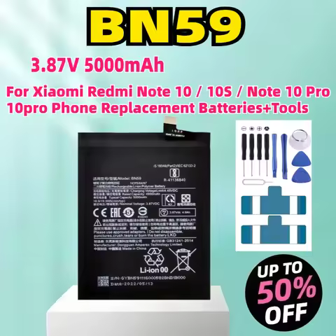 BN59 3.87V 5000mAh Battery For Xiaomi Redmi Note 10 / 10S / Note 10 Pro 10pro Phone Replacement Batt