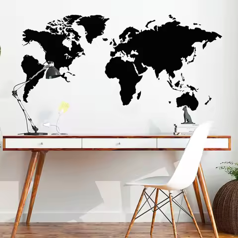 2021 New World Map wall sticker For Office Decoration living room Bedroom vinyl Decor Wallpaper PVC 