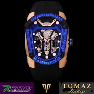 TOMAZ Watch GT Skeleton TW028-D7 [Blue/Black/Rosegold] Blue Swarovski [Black Rubber Strap] New / Aut