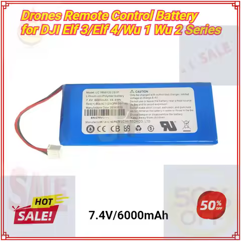 7.4V/6000mAh Drones Remote Control Battery for DJI Elf 3/Elf 4/Wu 1 Wu 2 Series High Capacity