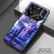 HP GUMIHO - Glossy Glass Glitter Case for Type TECNO POVA 6hp TECNO POVA 6 PRO/ Fashion AKATSUKI ANI