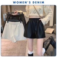 High-quality women's leather pants with beautiful wide-leg slits SH17, high-waisted women's big-size