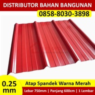 Atap Spandek Galvalum Merah 0.25mm Lebar 750mm Panjang 600cm (6 Meter)