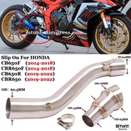 Motorcycle Exhaust Modified 60mm interface Middle Link Pipe Slip On For HONDA CB650F CBR650F 2014-2018 CB650R CBR650 201
