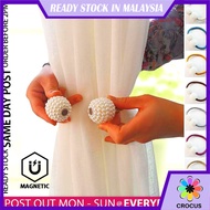 Crocus_ Magnetic Tieback Clips Pearl Ball Beads Holdback Curtain Tie Rope Buckle Strap Pengikat Tali