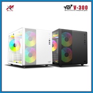 ☮ ◧ ∪ YGT V300 MINI GAMING CASE BLACK WHITE MICRO-ATX/ITX