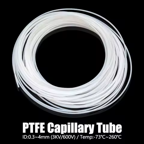 PTFE Teflonto Hard Capillary Tube 1/3/5M ID 0.3-4mm High Temp Anti-Aging Corrosion Resistant Insulat