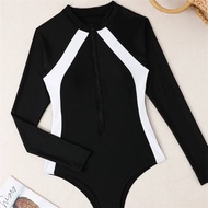 Plus Size Womens Athletic One Piece Swimsuits L-2XL Long Sleeve Swimsuit Sports Surfing Swimwear Bat