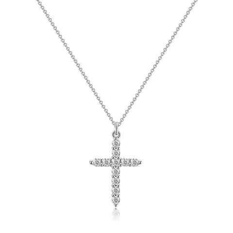 Eavva 14K Gold Plated Cubic Zirconia Cross Necklace for Women Lady Fashion Luxury Cubic Zirconia Cro