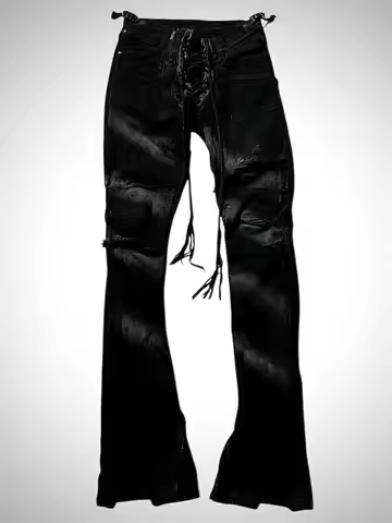 Ifsixwasnine Vision Washed Striped Lace-Up Slim-Fit Pull Jeans