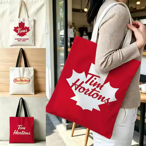 Brand Tim Hortons Storage Bags Polyester Canvas Foldable Tote Bag Lightweight Reusable Shopping Shou