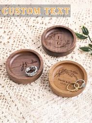 Personalized Round Wooden Ring Holder, Wife Gift, Mother's Day Gift, Engagement Ring Stand, Wedding