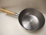 EUROCOOK 18cm連玻璃蓋 不銹鋼雪平鍋 日式木柄無塗層輔食鍋 奶鍋 錘紋料理鍋