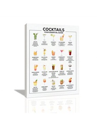 1入組調酒配方調酒海報-20款經典調酒-廚房和酒吧客廳和臥室牆藝-家居裝飾