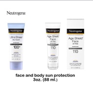 กันแดด Neutrogena Age shield face 70, 100, 110 / Ultra sheer dry touch spf 70 spf 100 , 110