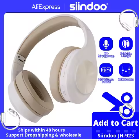 Siindoo JH-923 Wireless Headphones Over Ear,Foldable Bluetooth Headsets,3EQ Sound Modes, Hi-Res Audi