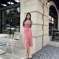 Jumpsuit ชุดจั้มสูท ขา 5ส่วน จั้มลูกไม้ ชุดออกงานแต่ง ชุดทำบุญสวยๆ ชุดทำงานหญิง แบรนด์ไทย BELLA JL43