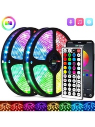 131英尺/100英尺/40m Rgb Led燈條,附有44鍵遙控器+應用智能控制usb Led電視環景燈,彩虹色led膠帶燈裝飾客廳,臥室,假日,派對,婚禮,牆壁,旅行,露營,是萬聖節/聖誕節/生日禮物的最佳選擇