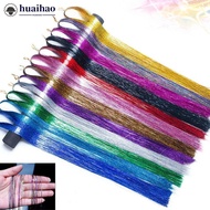 HUAIHAO Women Tinsel Kit Glitter Wigs One Clip-in Hair Extension Tinsel Laser Wire Color Highlight D